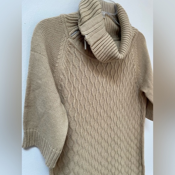 SANDRA DARREN Beige Tan sweater dress sz L - Picture 3 of 8